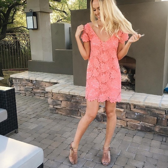 BB Dakota Women’s Pink Lace Dress Size Small - Picture 2 of 14